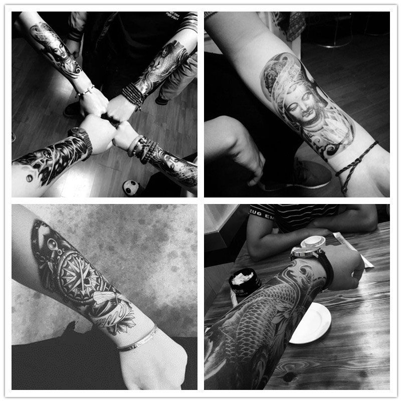 桑雀花臂半臂纹身贴防水仿真刺青社会男女半僧半魔纹身贴贴纸自选3张