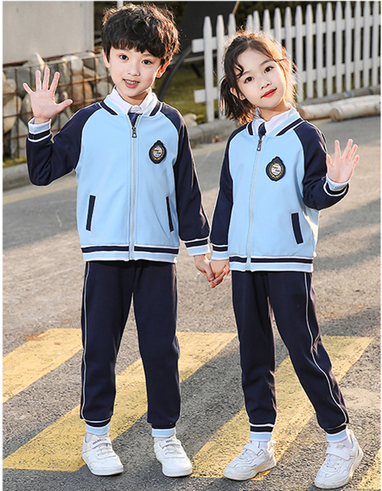 园服定制夏季夏款夏装儿童英伦运动班服秋装校服套装小学生蓝 蓝白t恤