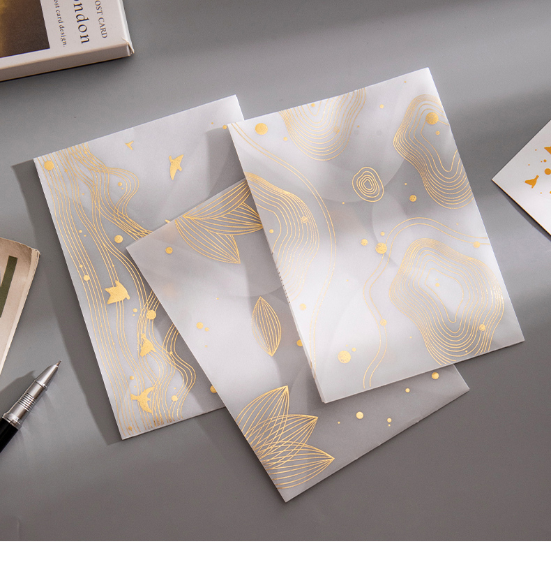 烫金硫酸纸信纸信封套装复古小众文艺感日式浪漫信笺创意ins风贺卡父