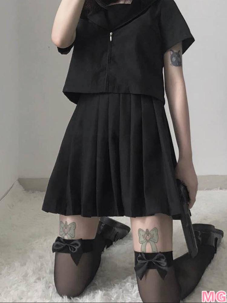 美腿白丝学生蝴蝶结过膝长筒袜洛丽塔jk黑丝袜女薄款 蝴蝶结过膝黑色