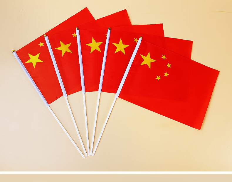 姒桀 党旗小红旗手摇旗手摇小手挥手持五星红旗中国带旗杆户外小号