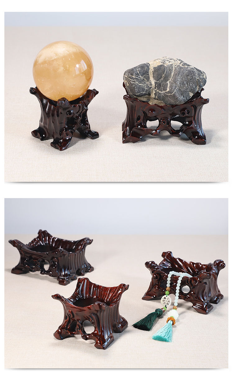 石头底座托架摆件奇石架子可挖槽托盘支架泰山石定制实木质凹槽放