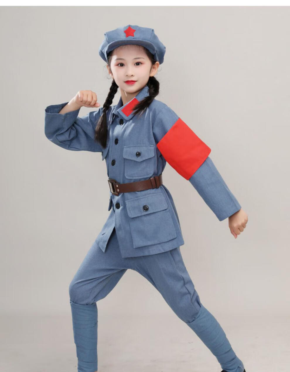 儿童红军服装演出妆容图片