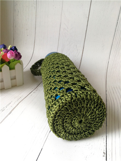 8001000ml750大杯子手工编织杯套毛线保护套耐用通用大号 蓝色 镂空