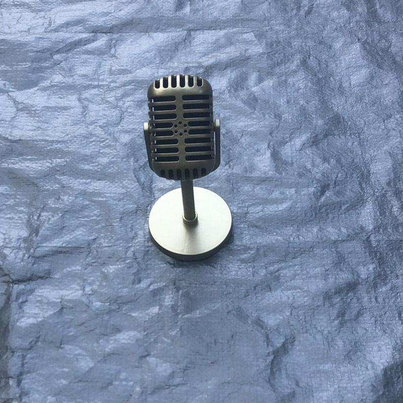 仿真复古麦克风道具话筒主题影楼摄影假唱麦克抓周拍照道具金色话筒
