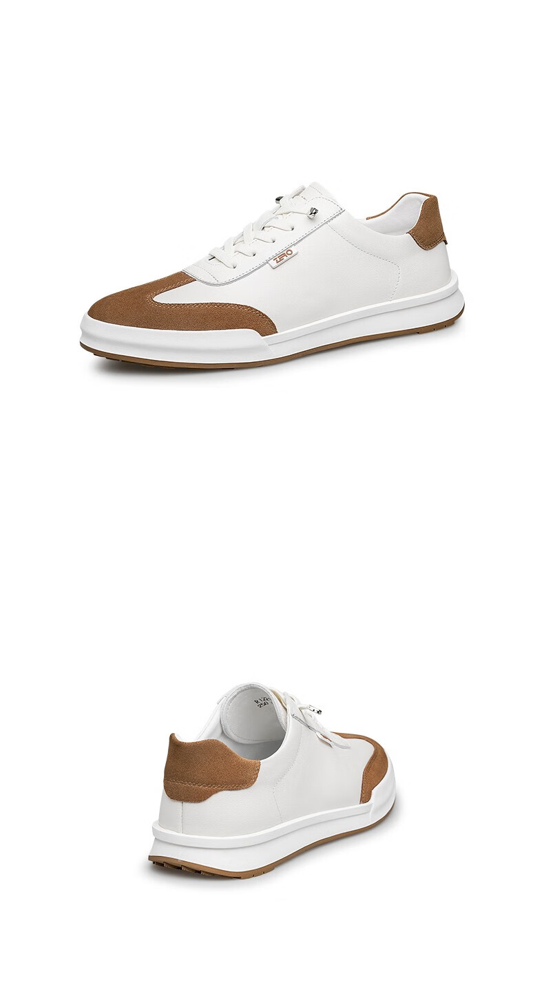 zero零度男鞋2022新款男士反绒皮拼色时尚潮流休闲皮鞋男 白灰 41