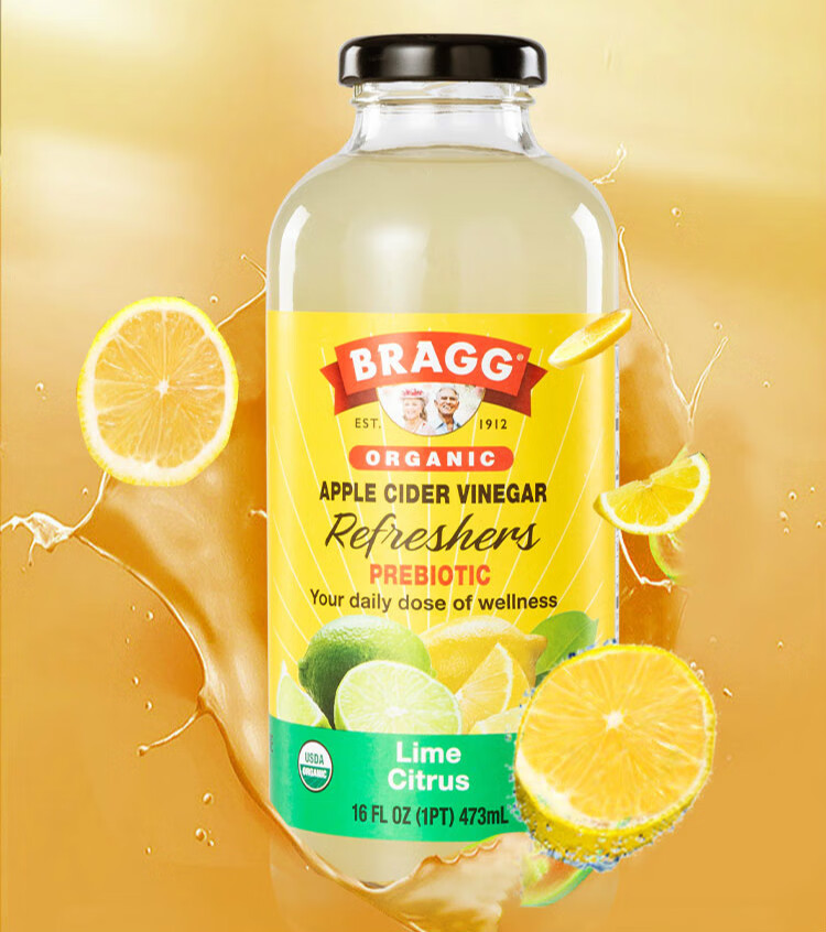 美国进口bragg原浆苹果醋零热量发酵糖型果醋饮料蜂蜜绿茶苹果醋473ml