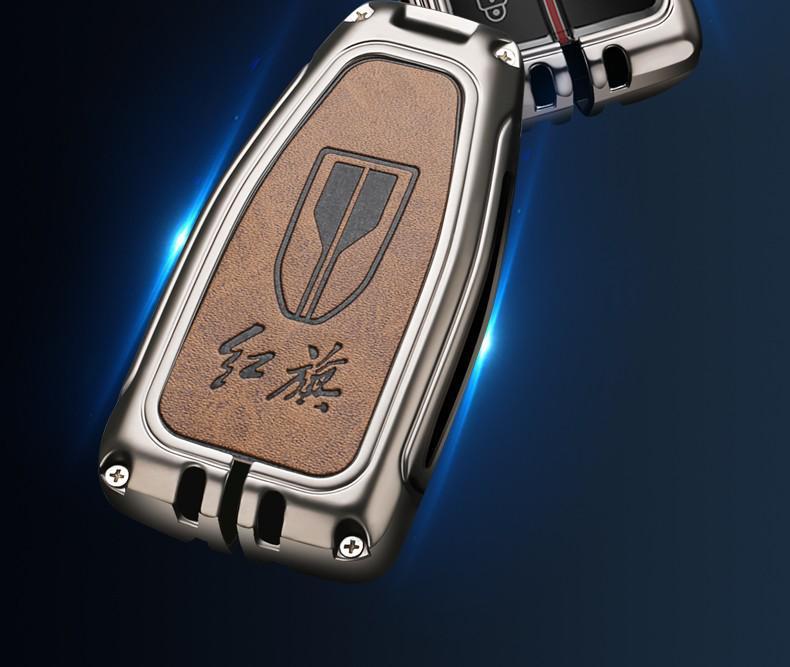 适用于红旗hs7钥匙包h5用高档钥匙扣h9全包壳男女改装挂件钥匙链环绳