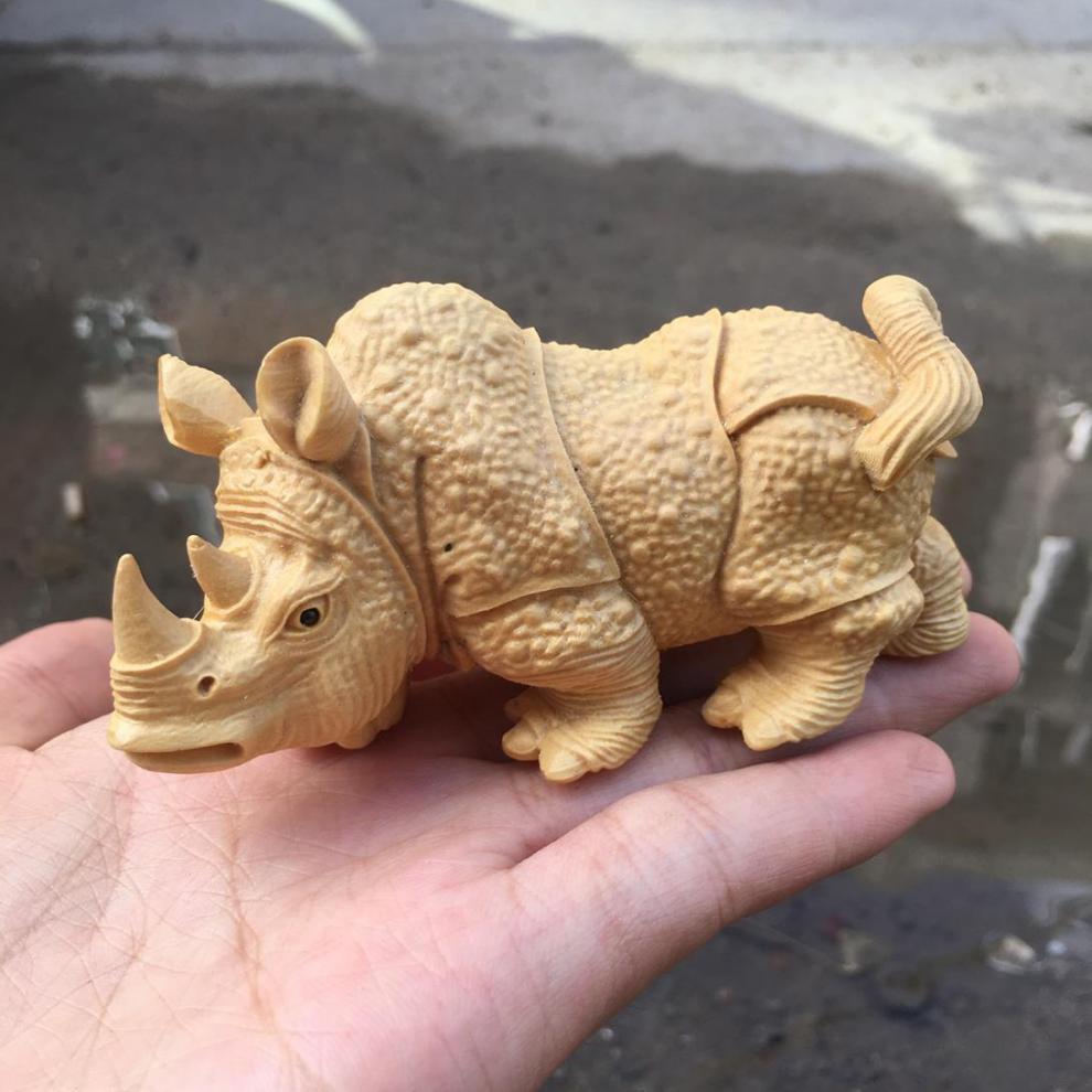 倍喜欢牛摆件小叶黄杨实木雕小摆件手把件把玩卡通饰品雕刻工艺品动物