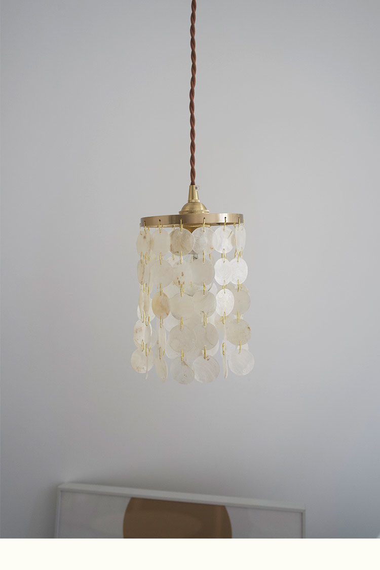 【创意吊灯】美式复古贝壳吊灯韩国风少女心房间灯北欧ins玄关餐厅