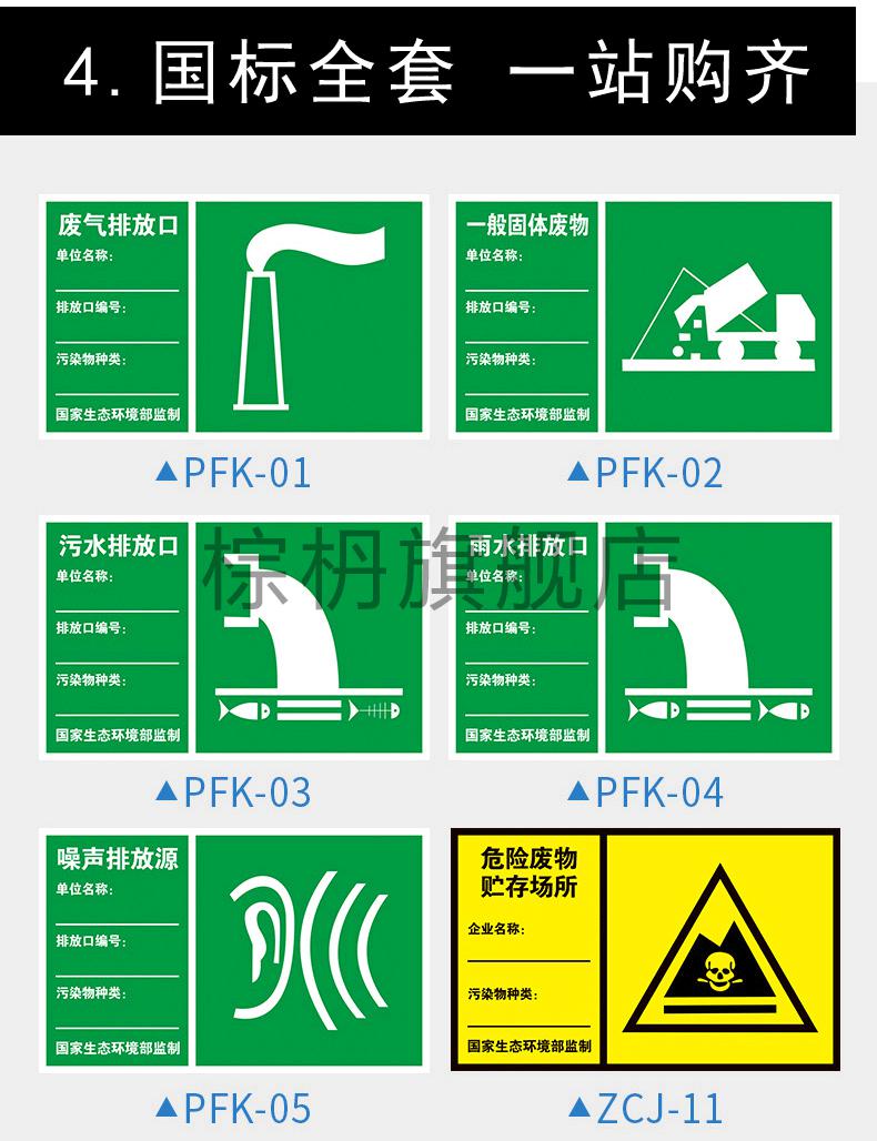 废气排放口标识牌排污口污水雨水排放口标识牌标示牌贴纸工业废弃品