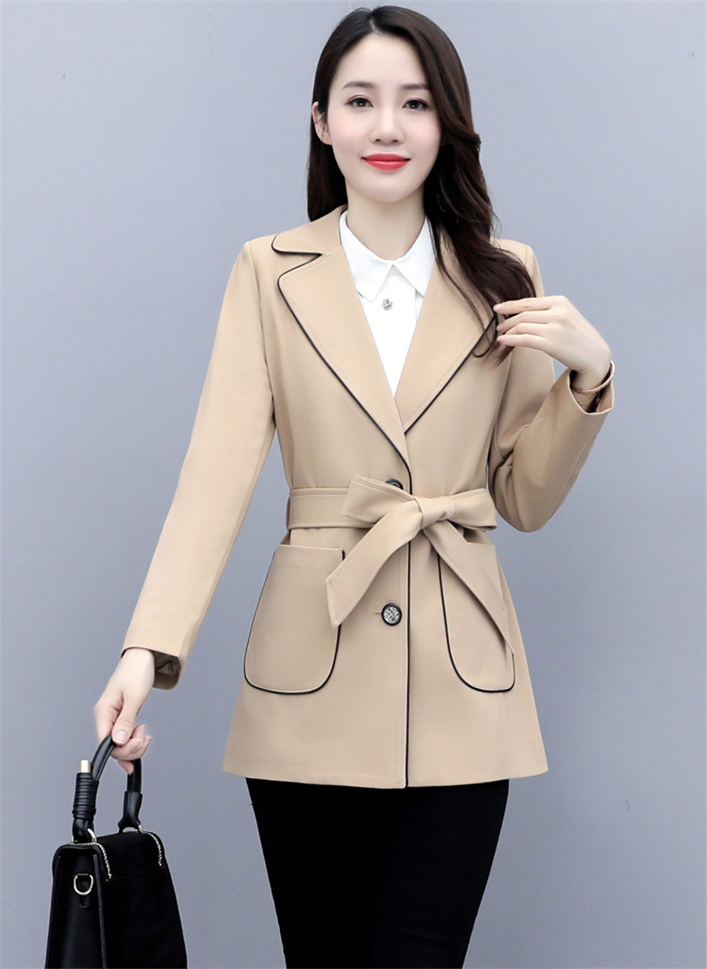 修身女士英伦风小个子夹克短外套女短款外套上衣小外套风衣女黑色xxl