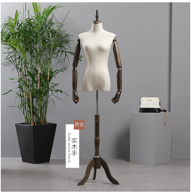 模特道具女半身服装模特架人台模特女全身服装店衣架婚纱展示架女木色