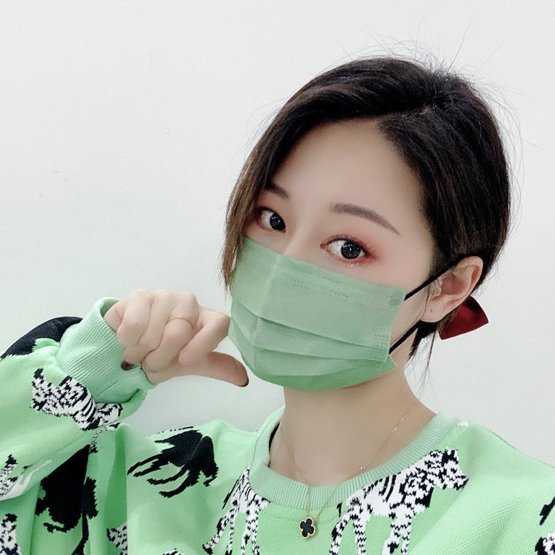 千弗小红书同款莫兰迪色口罩一次性少女大人面罩非独立装马卡龙色口罩