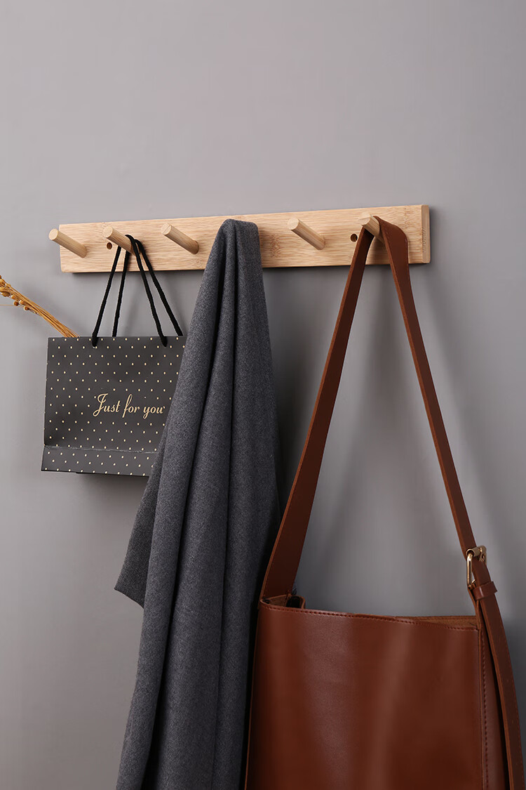 门后挂钩衣帽挂衣架进门免打孔壁挂墙壁墙上玄关试衣间衣服挂衣钩楠竹