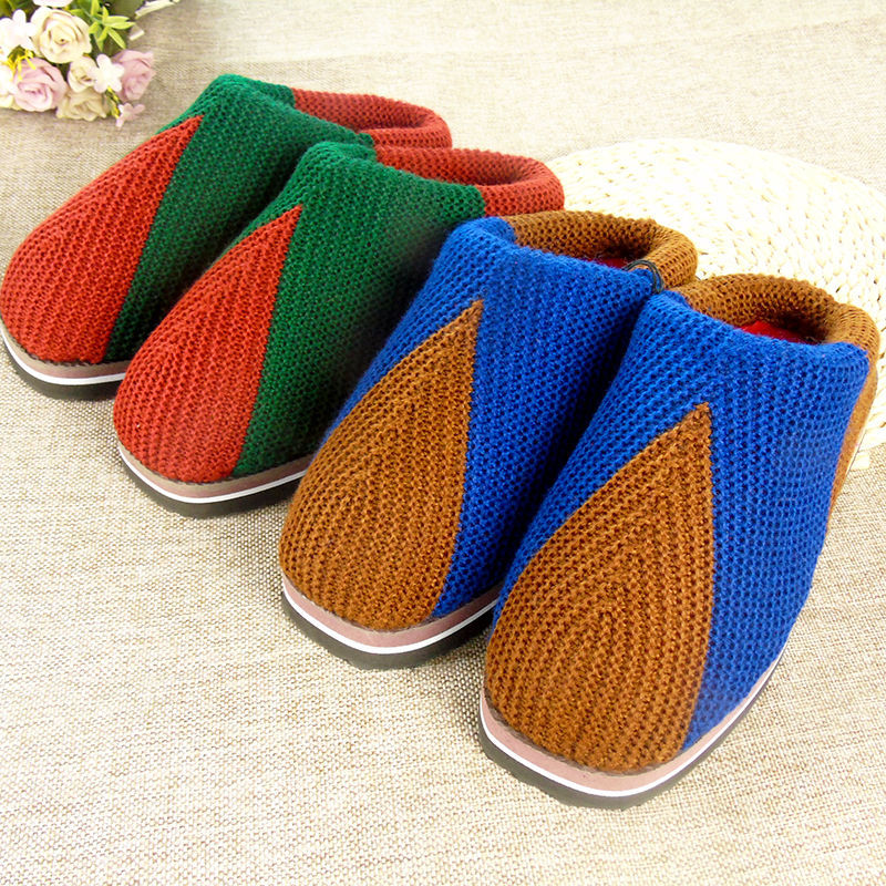网红同款手工毛线拖鞋男女棉拖鞋毛线编织毛线拖鞋结婚用陪嫁成品鞋佐