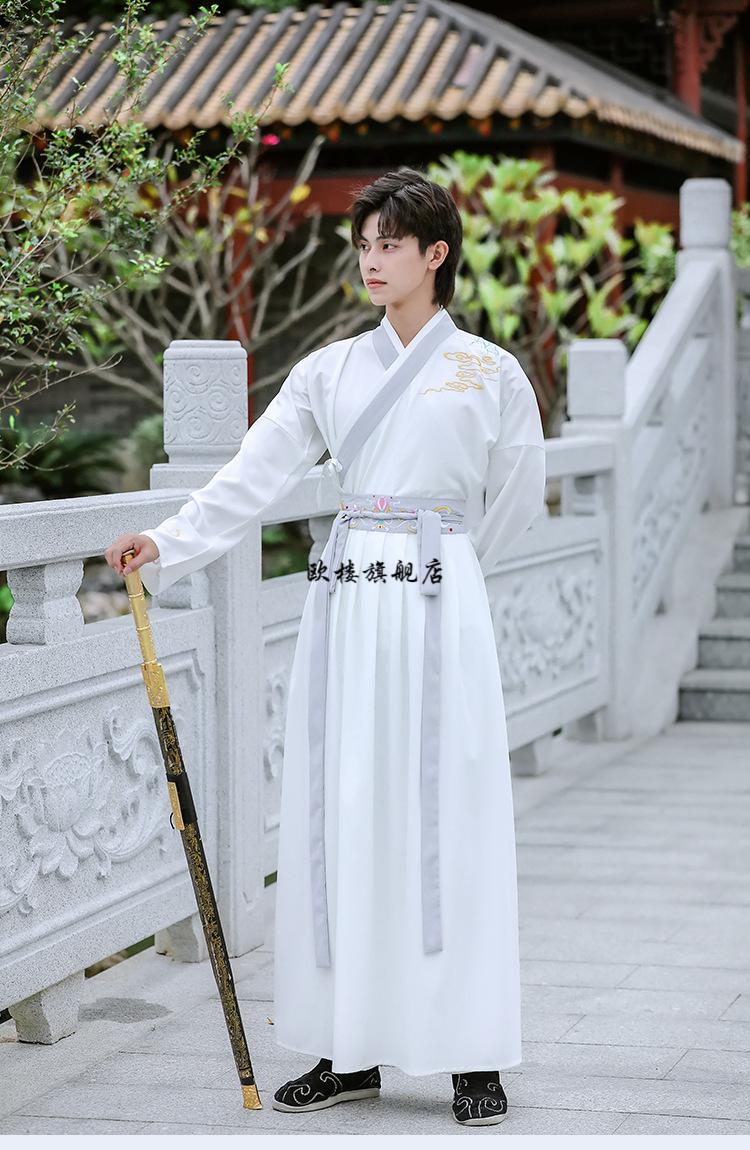 古装男生汉服青少年学生男士中国古风武侠剑客套装学校演出班服衣服15