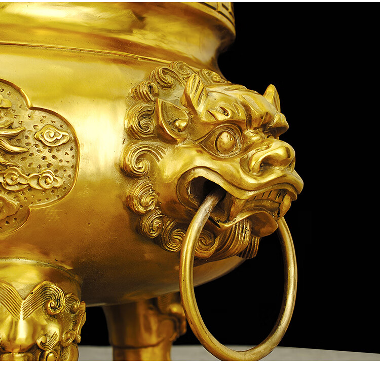 铜香炉家用纯铜九龙特大号寺庙祠堂寺院鼎炉双龙戏珠鼎炉供奉佛堂 16