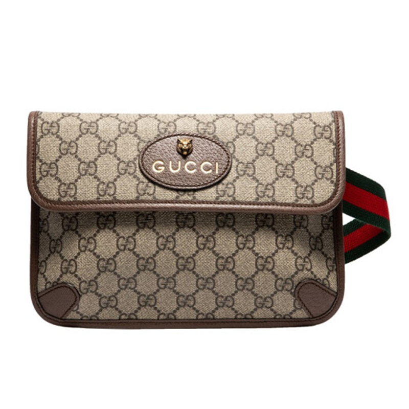 【肖战同款】gucci古驰男女包斜挎包单 金属虎头装饰 老花logo 条纹