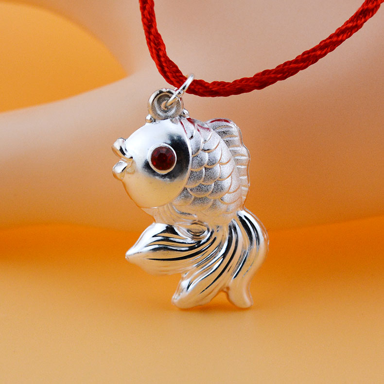 金鱼吊坠990足银吊坠年年有余金玉满堂鱼挂件小鱼空心双面银吊坠 号