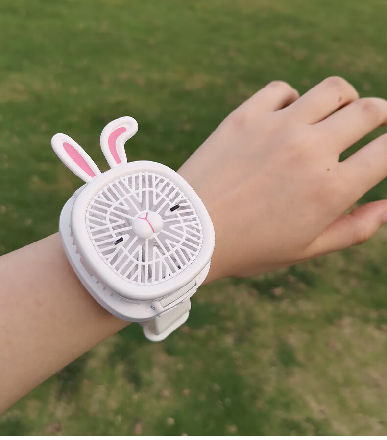 珍格 手表小风扇迷你便携静音usb充电式手腕带旋转卡通儿童手持电风扇