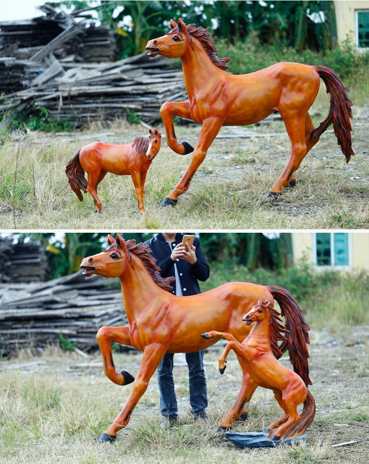 仿真马摆件玻璃钢动物大落地雕塑户外草坪赛马场庭院商场装饰公园林