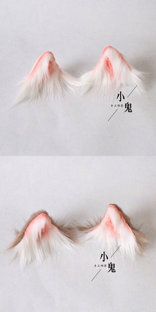 手作猫耳动物耳朵发夹ita仿真兽耳朵拍照猫佣发箍cos狼犬耳娘 全黑耳
