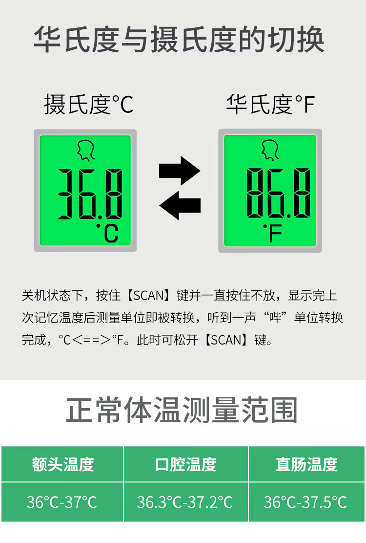邦力健电子体温计成人儿童婴儿体温枪家用额温枪医用测温仪接触式高