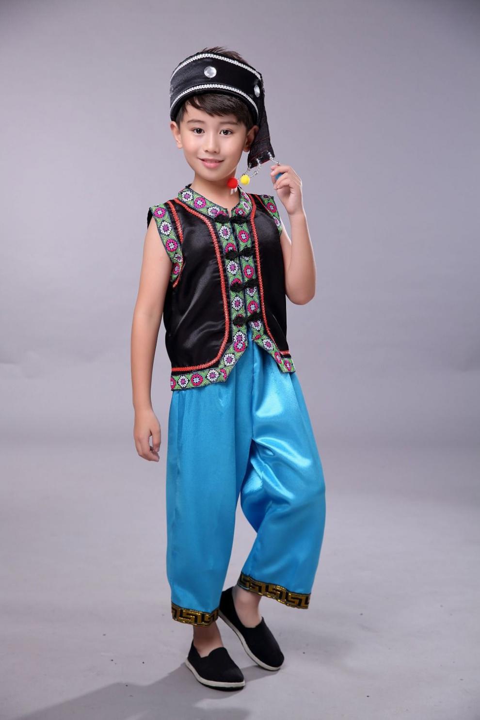 の史努比轻奢品牌六一苗族男童少数民族服装壮族儿童演出服彝族舞蹈