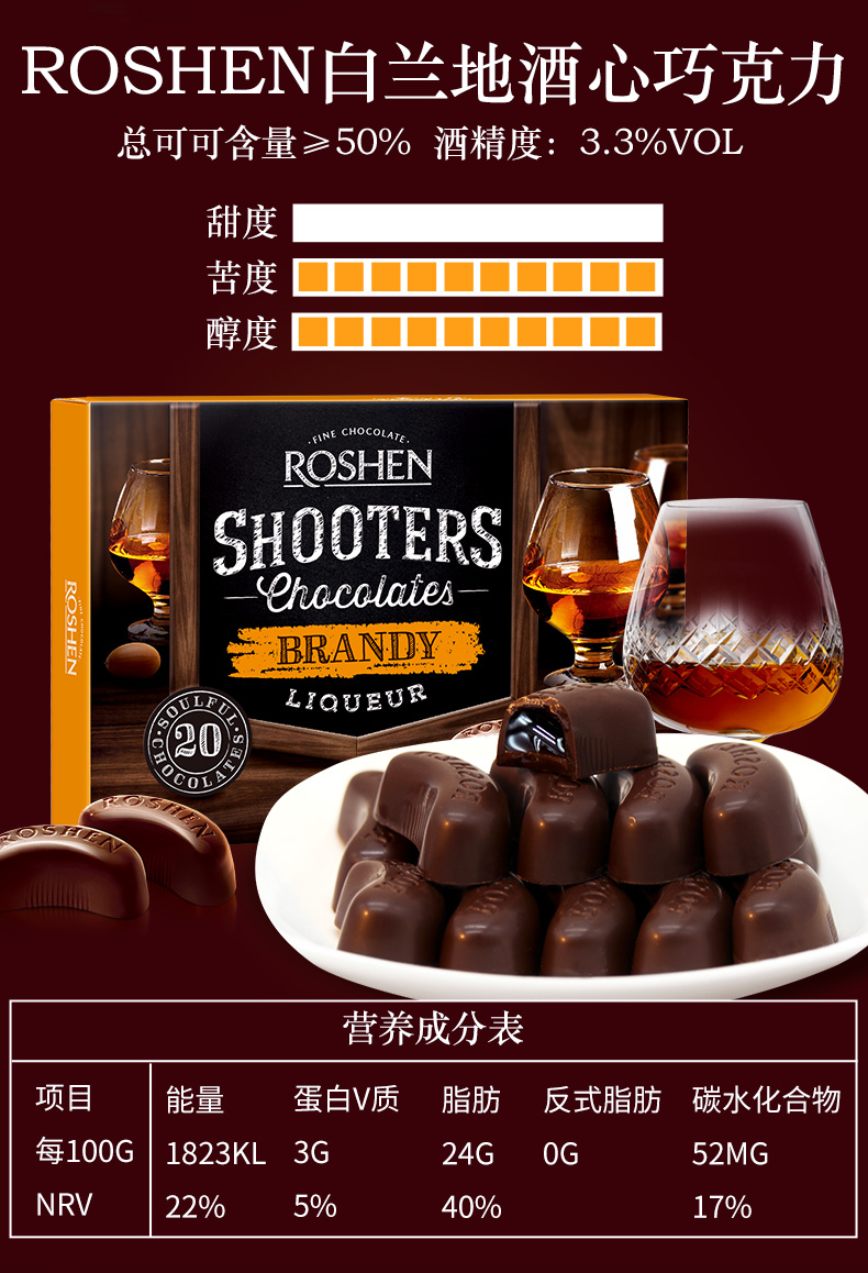 现货朗姆酒心巧克力办公室零食怀旧酒芯糖果豆礼盒口感好巧克力色2盒