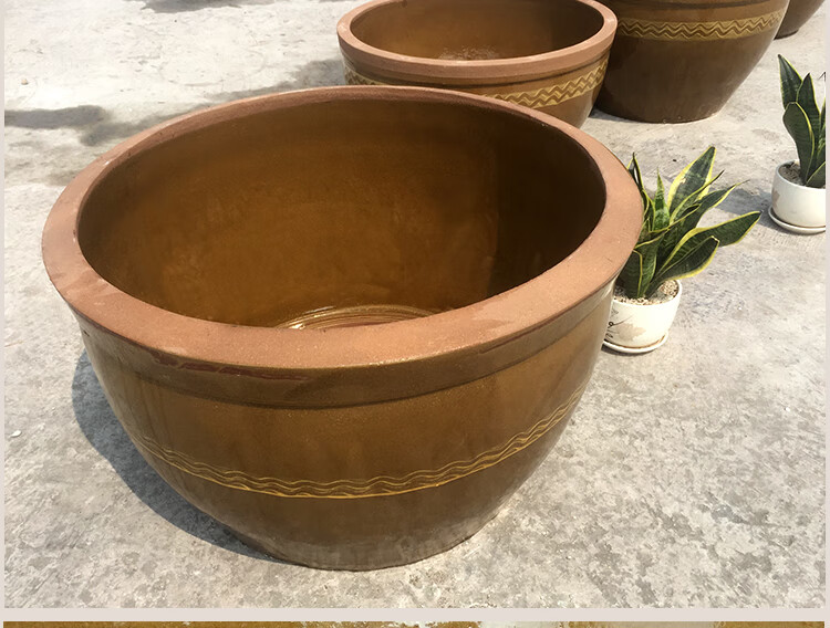 景超富康泥盆鱼缸庭院家用大水缸荷花缸养鱼水缸陶瓷鱼缸养鱼盆特大