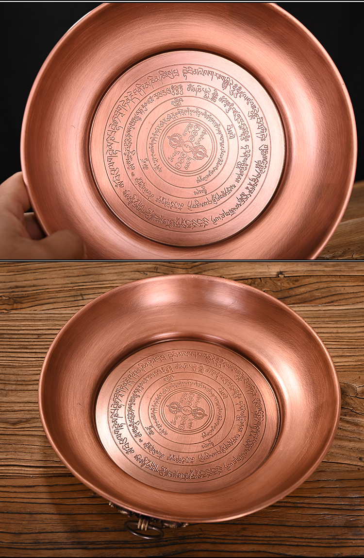 纯铜烟供盘六道金刚火供盆焦烟中阴见闻解脱咒施食盘紫铜坛城炉 大号