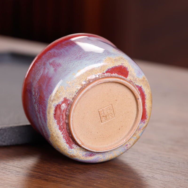 梅兰竹菊孤品捡漏丨陈俊才钧瓷主人杯窑变红釉品茗杯女式陶瓷单杯 235