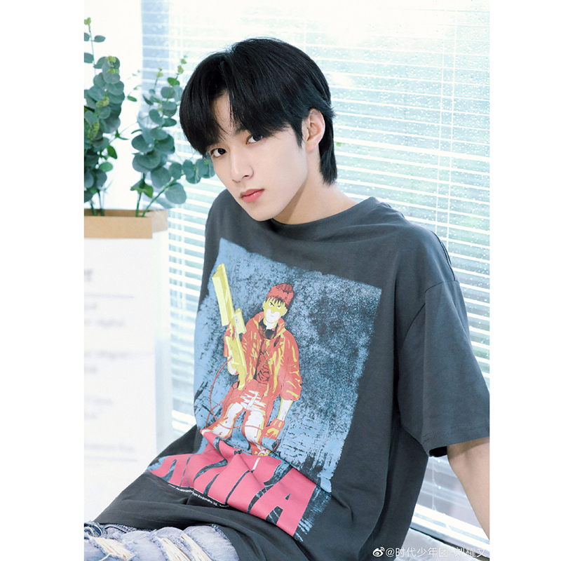 【刘耀文同款】tnt时代少年团潮牌阿基拉短袖男情侣宽松t恤上衣服