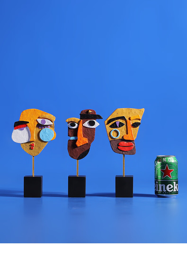 创意摆件 梵卉人脸彩色扭曲雕像咖啡厅店铺家居摆件现代艺术树脂工艺