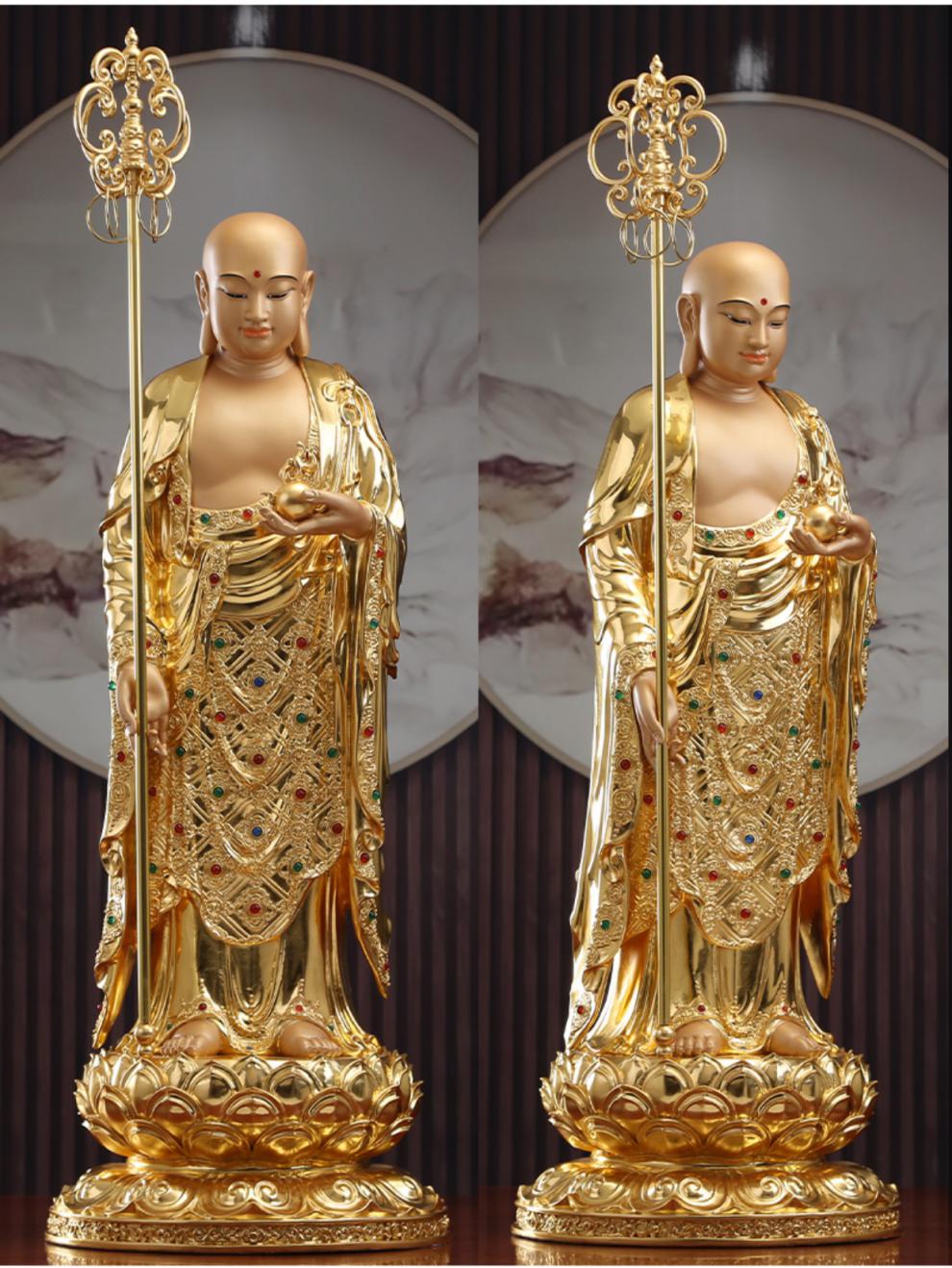 vakada轻奢品牌纯铜地藏王菩萨像九华山地藏王佛像供奉地藏菩萨站像