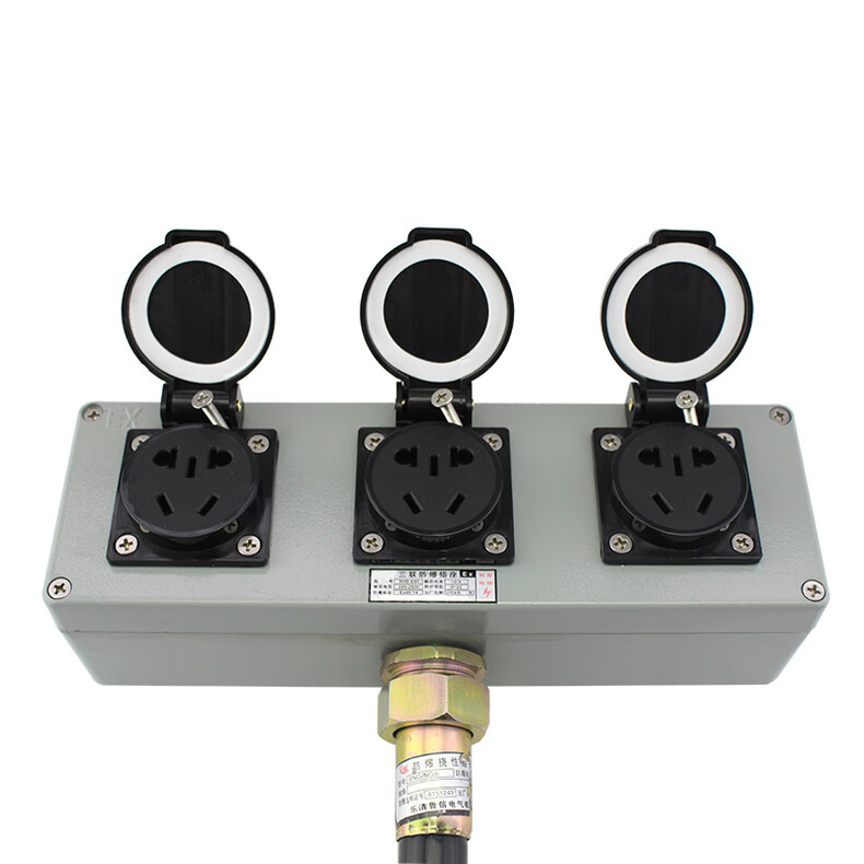 定制适用防爆插座220v三联15孔插排室内工业10a3明装墙壁插座接线排