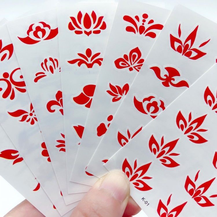 纹身贴六一儿童表演花钿眉心贴汉服古装花印美人纹身贴性感写真额头