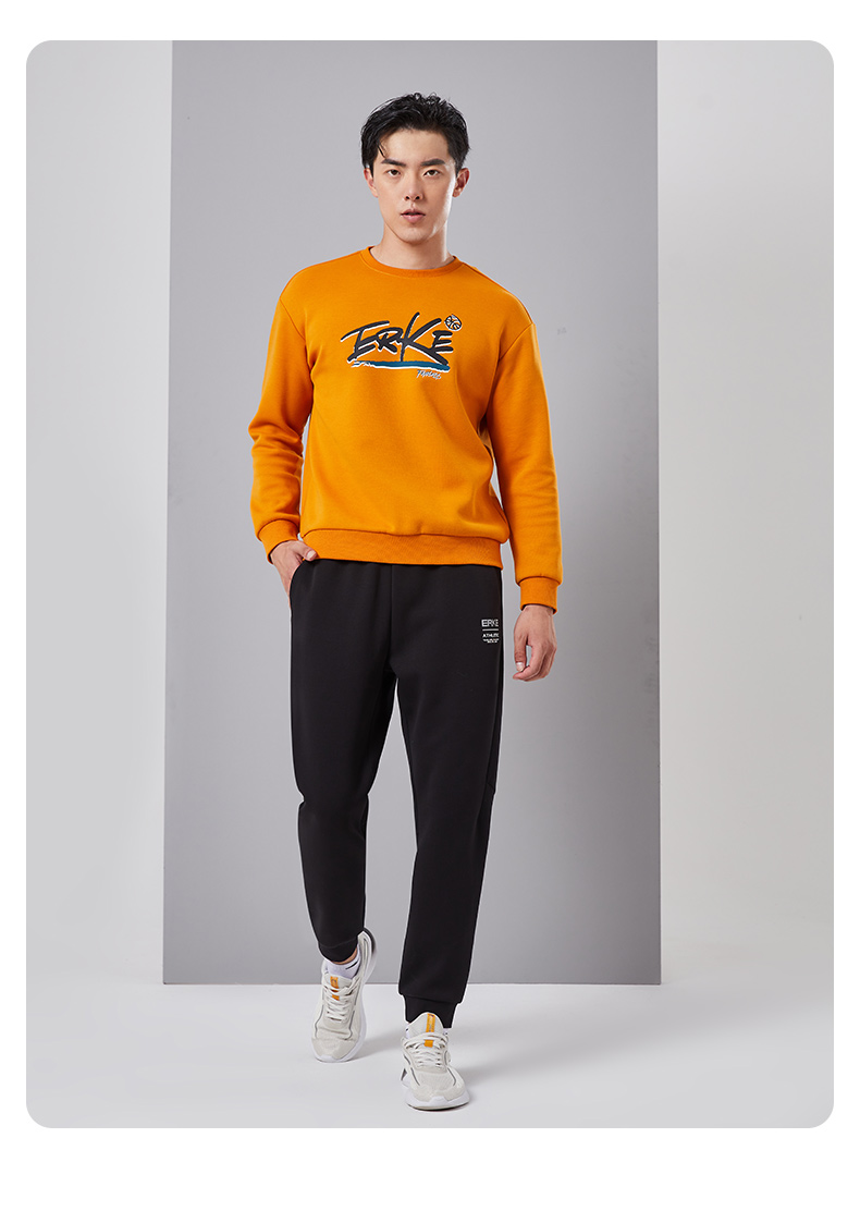 鸿星尔克男针织长裤运动休闲宽松显瘦针织裤男51221357013正黑m