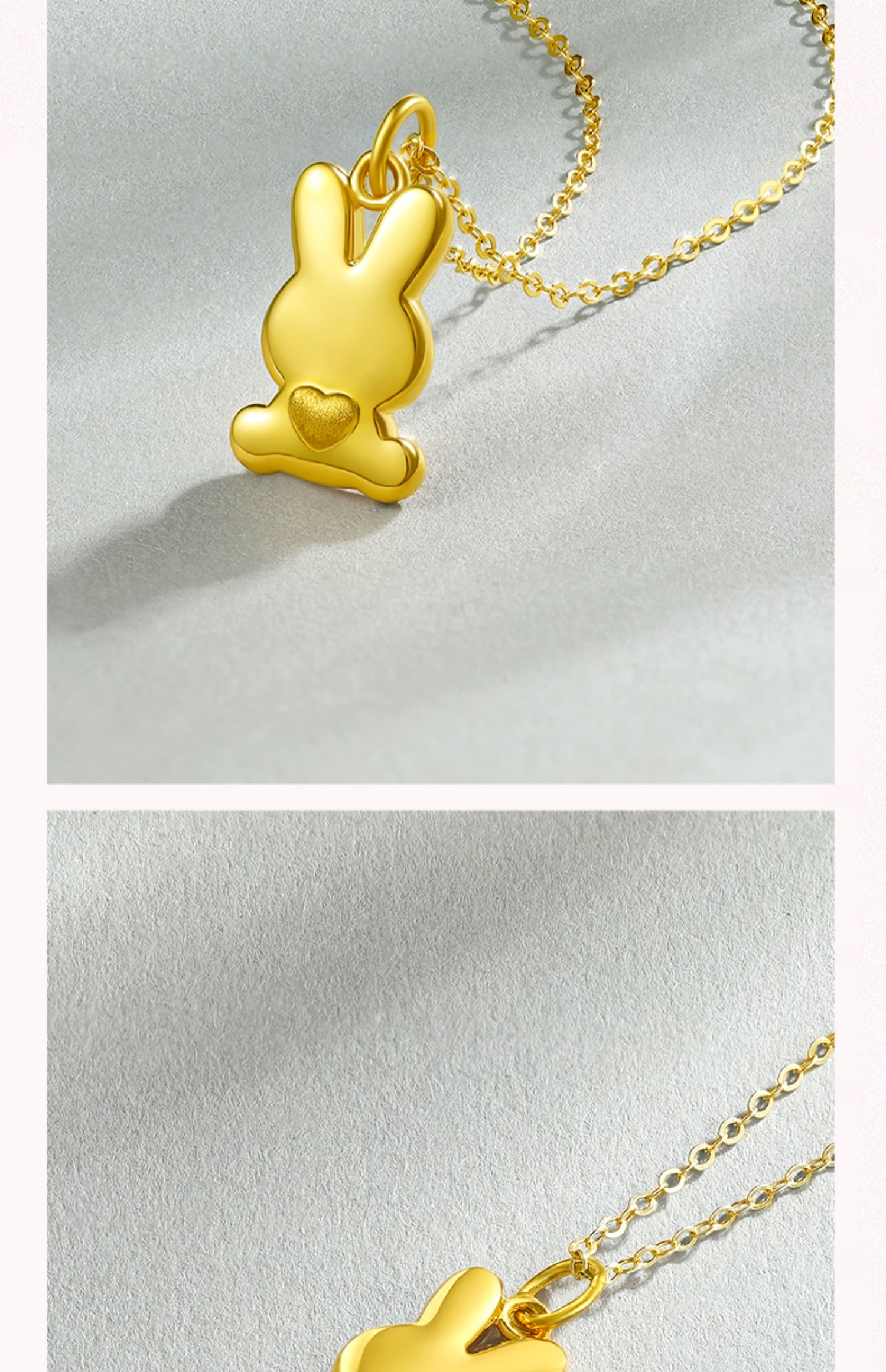 999足金兔子吊坠黄金女金本命年十二生肖属相小兔子项链挂坠爱心兔