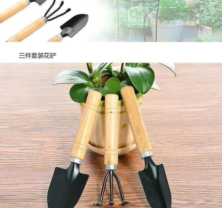 种花小铲子绿植多肉松土铁铲铁铁锹盆栽花铲 大号种植三件套【图片