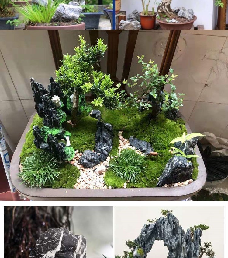 鱼缸山石造景 青龙石酸洗造景鱼缸装饰小假山山石鱼池制作奇石 酸洗20