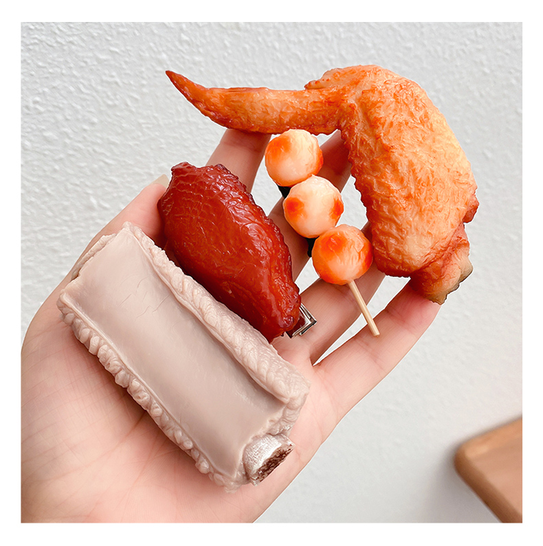 一块清炖排骨发夹仿真食物夹子头饰搞怪个性创意毛豆烤串边夹发卡 31