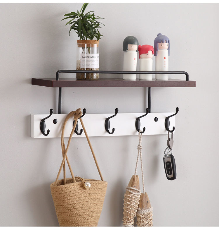 衣挂架挂墙 衣服挂架墙壁玄关挂衣钩进门钥匙置物客厅实木创意衣帽架