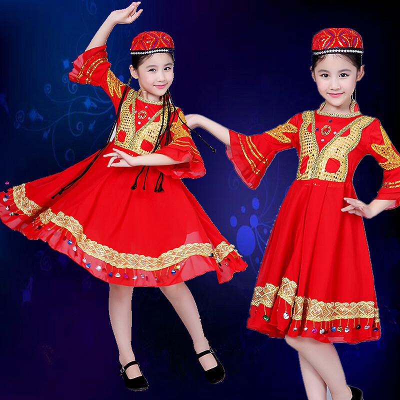 少数民族服装女童新款儿童演出服新疆舞少儿新疆维吾尔族表演舞蹈舞台