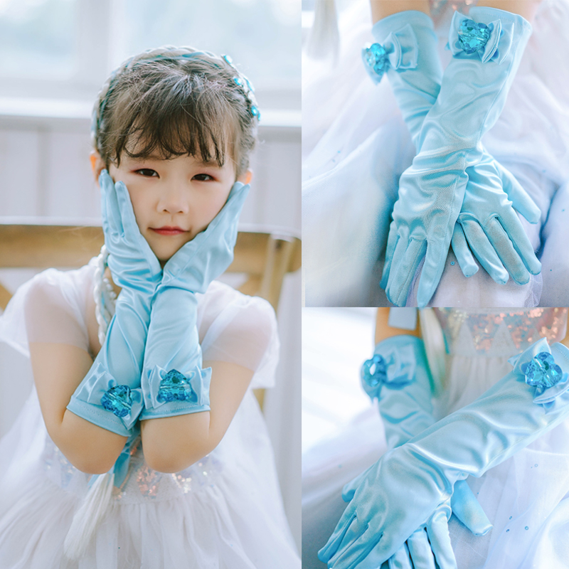 disney/迪士尼冰雪爱莎公主手套儿童表演饰品冰袖爱莎女童长筒可爱