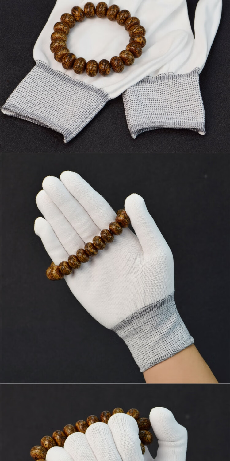 漫飞文玩手套刷子线绳文玩纳米手套棉质盘珠手套抛光包浆通用盘星月