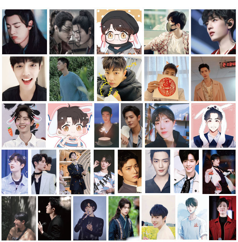 60张不重复肖战手帐贴纸魏无羡同款追星贴画diy手账素材防水自粘装饰