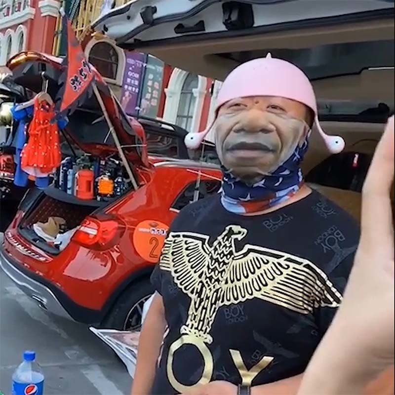 人脸3半脸魔术头巾创意搞笑面巾防晒钓鱼面罩 抖音同款黑人大叔面巾