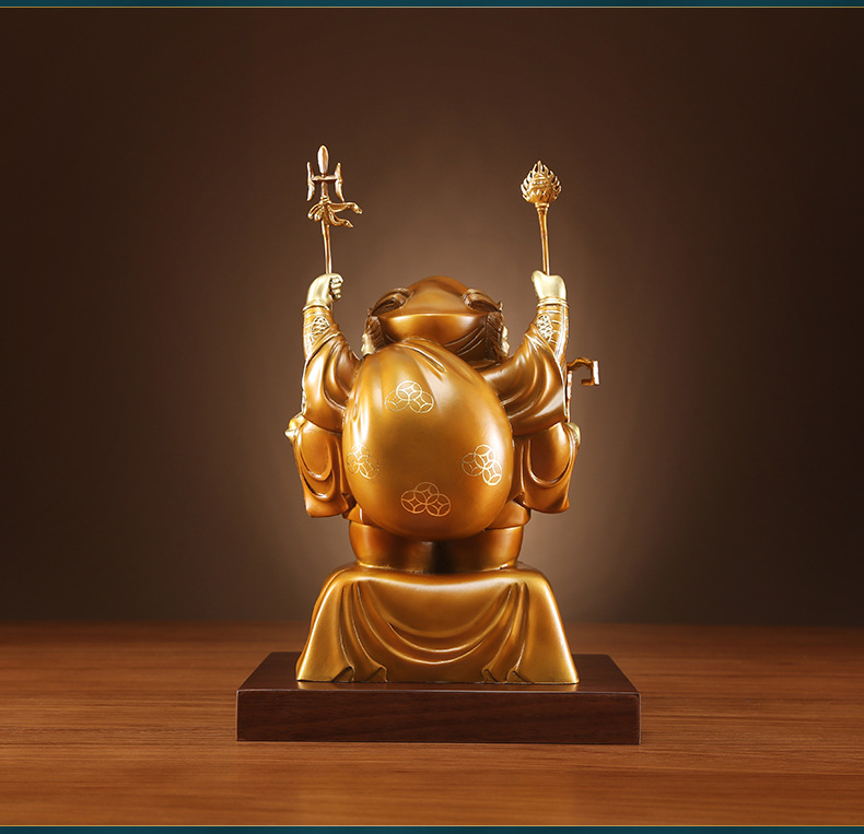 5折铜像三面大黑天财神像摆设家居财神摆件招手财神佛像摆件